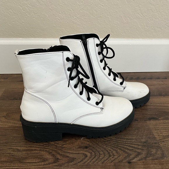 White Combat Boots Zip Side Women’s 10 (41) - Picture 7 of 10